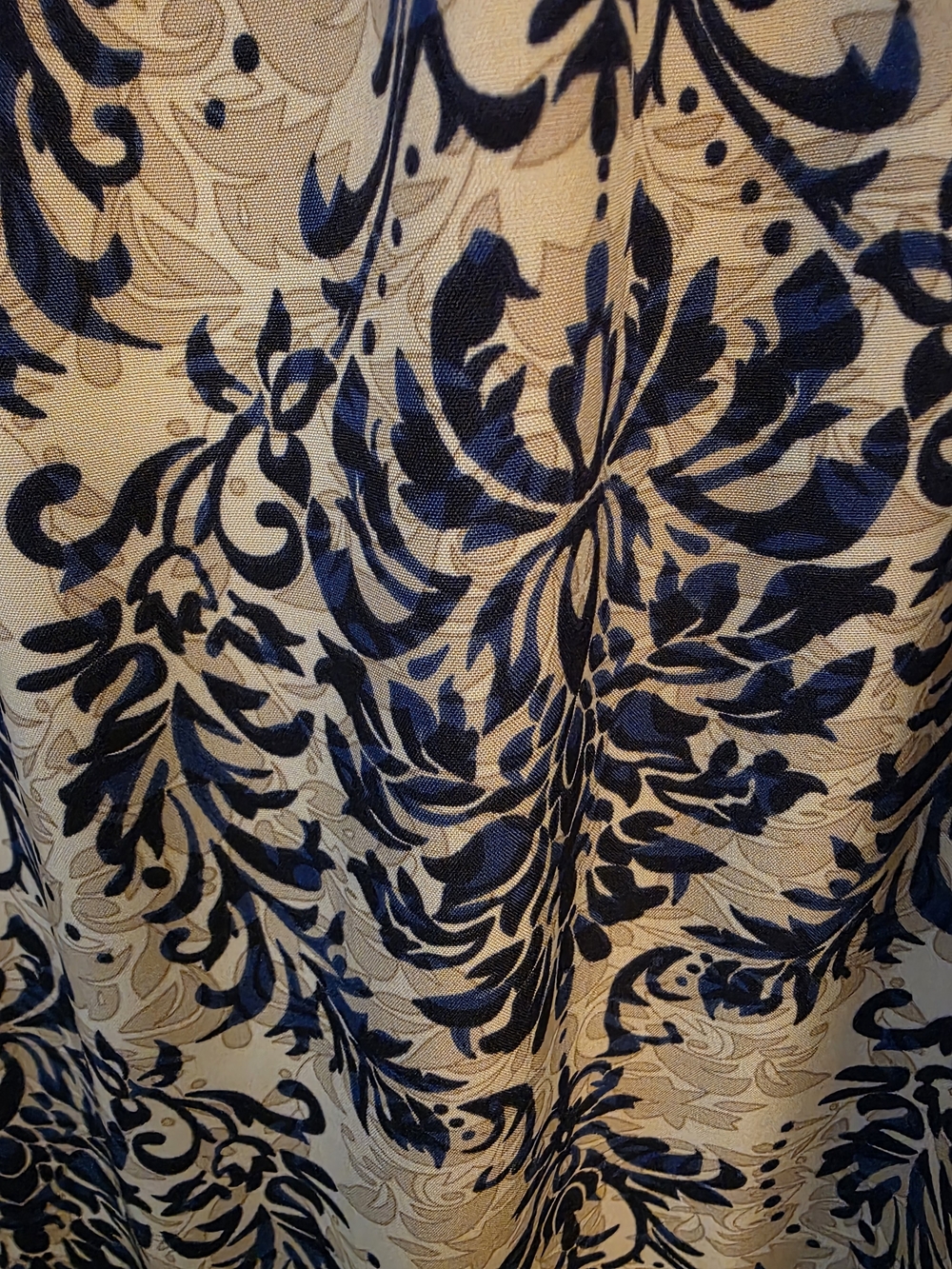 Blue and White Floral Print Midi Dress - Picture 2 of 4